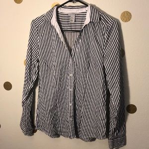 Striped button down top
